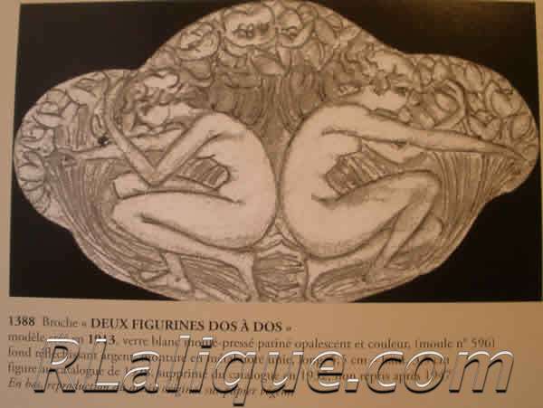 R.Lalique Catalogue Raisonne Deux Figurines Dos a Dos Brooch