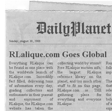 R Lalique Newspaper