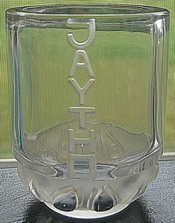 Rene Lalique Designed Perfume Bottle For Jaytho Cut-Down By About Half To A 6.4 cm Tall Shot Glass
