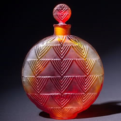 Rene Lalique Perfume Bottle Vers Le Jour for Worth in Amber Glass
