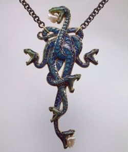 Lalique Jewelry Pendant Serpents at Exhibition in San Francisco from the Hermitage