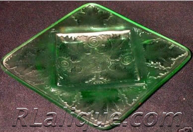 Fake R Lalique Vezelay Ashtray in Green Glass - Not by Rene Lalique