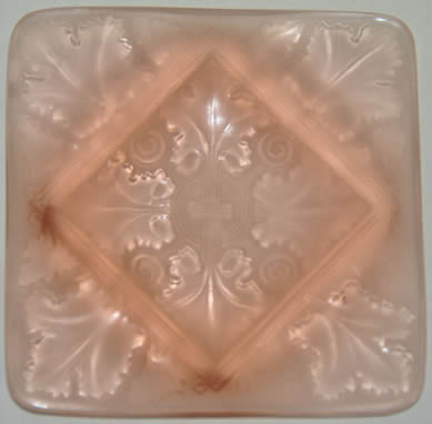 R Lalique Ashtray Vezelay Pink Glass Fake - Not by Rene Lalique