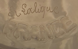 Rene Lalique Signature on a Haarlem Glass Example 2 of 3