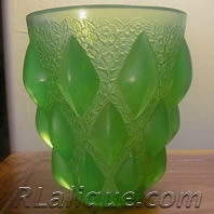 R. Lalique Rampillon Green Opalescent Vase