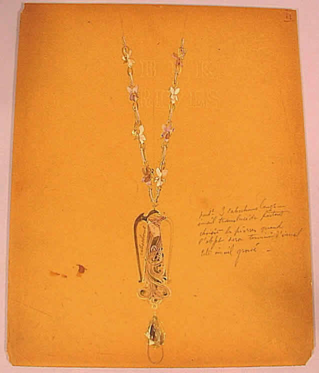 Rene Lalique Drawing Autumn Maiden Pendant