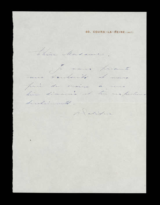 Rene Lalique Dear Madame Letter