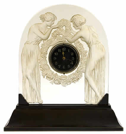 R. Lalique Deux Figurines Clock