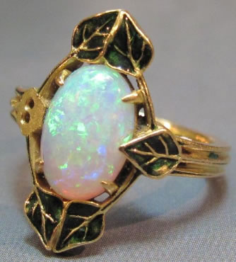 Rene Lalique Ring Feuilles De Lierre Et Opale