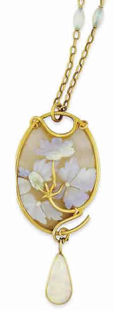 Rene Lalique Flowers On Glass Pendant