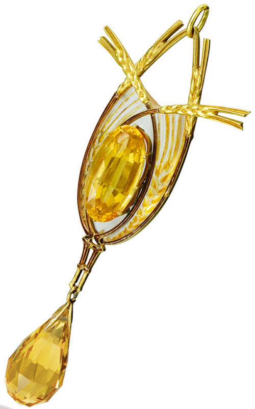 R. Lalique Golden Wheat Pendant