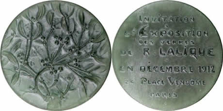 R. Lalique Invitation a L'Exposition des Verres de Rene Lalique Medallion