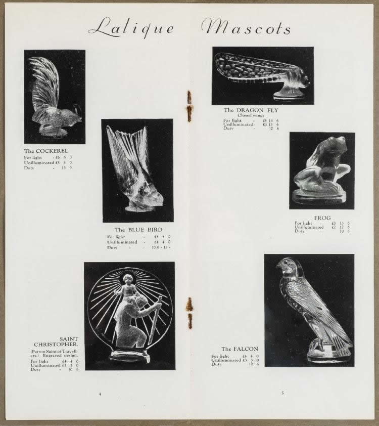 Rene Lalique Lalique Car Mascots Breves Galleries Catalogue