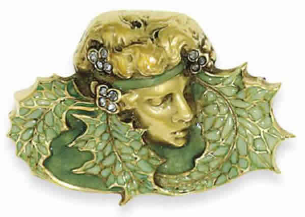 Rene Lalique Leafed Woman Brooch