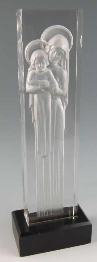 R. Lalique Madonna and Child Statue