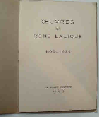 R. Lalique Oeuvres De Rene Lalique Brochure