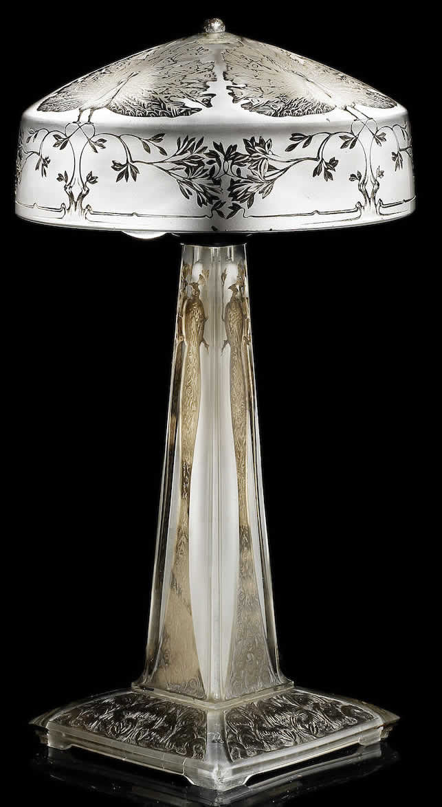 R. Lalique Paons Table Lamp