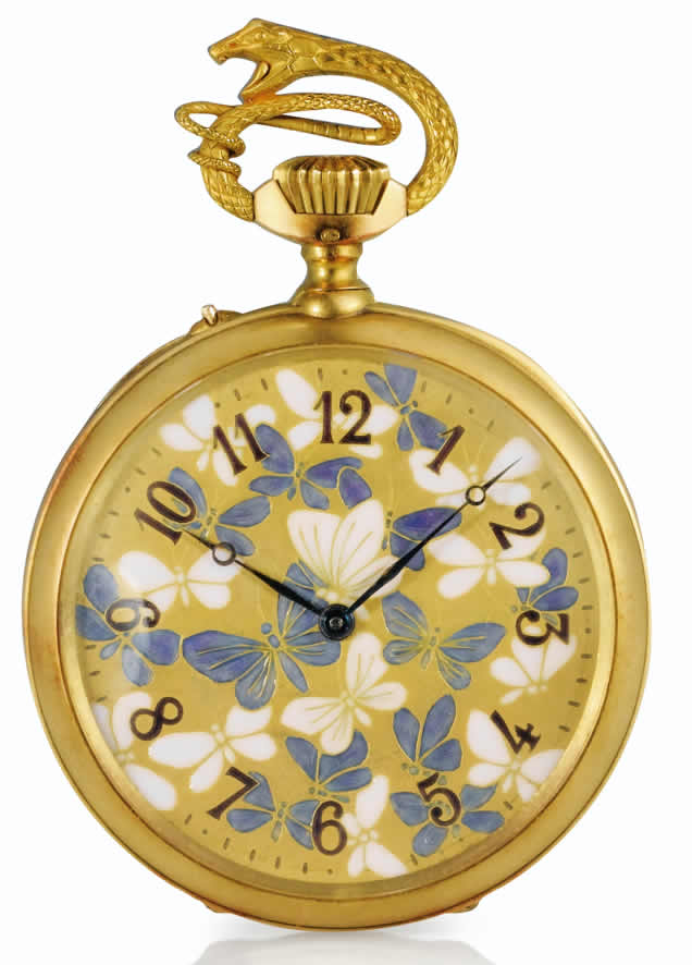 R. Lalique Papillons Et Chauves-Souris Pocket Watch