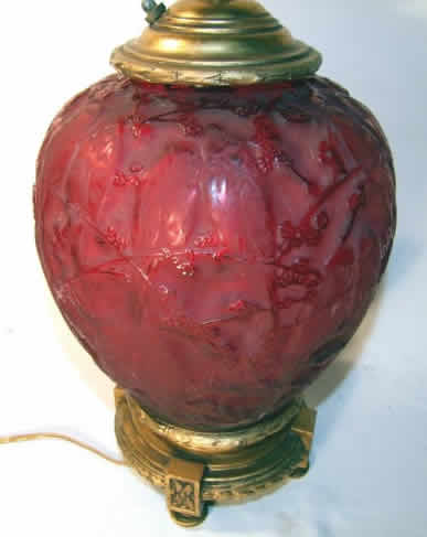 R. Lalique Perruches Vase Lamp