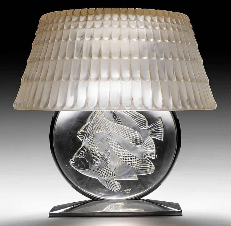 R. Lalique Poissons Lamp