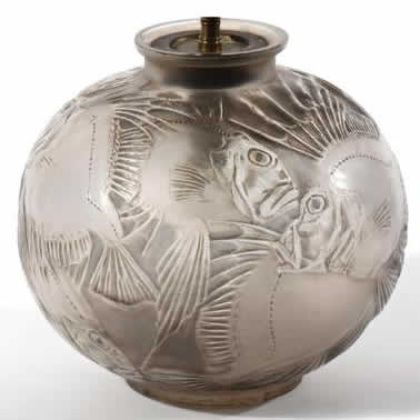 R. Lalique Poissons Vase Lamp