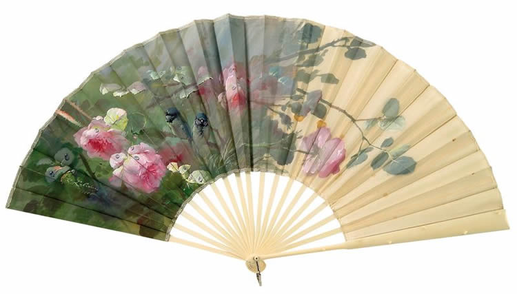 Rene Lalique Roses And Sparrows Fan