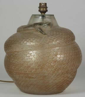 R. Lalique Serpent Vase Lamp