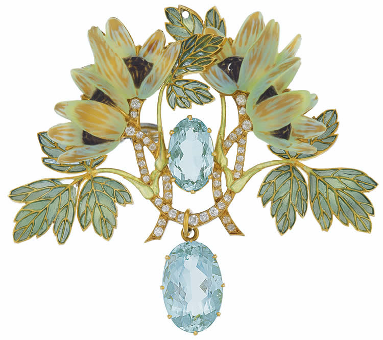 Rene Lalique Aquamarines And Flowers Pendant