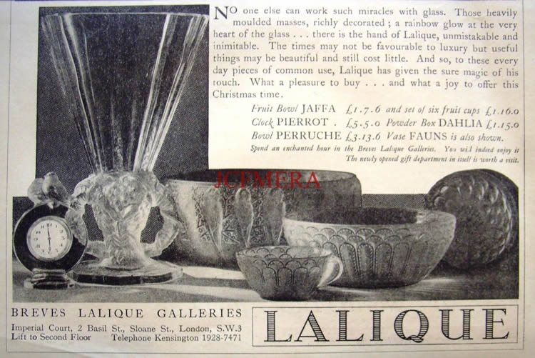 R. Lalique Breves Galleries 1932 Magazine Ad