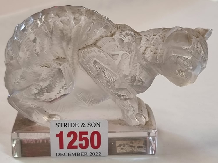 R. Lalique Cat Paperweight
