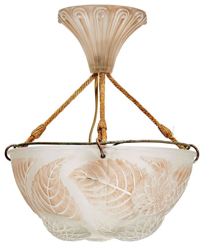 R. Lalique Dahlias Ceiling Lamp