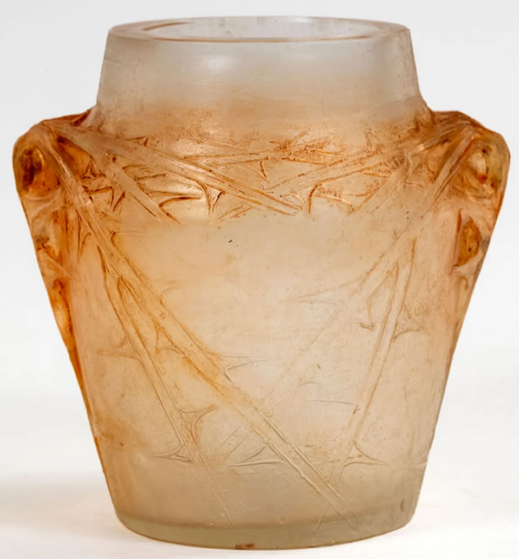 Rene Lalique Cire Perdue Vase Deux Chardons