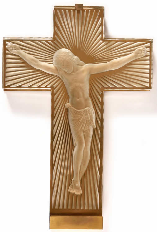 Rene Lalique Jesus Christ on Cross Statue