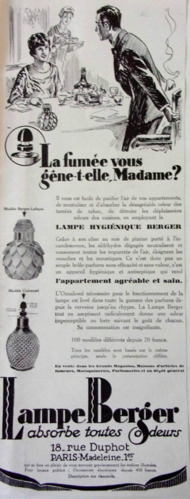 Rene Lalique Lampe Berger 1928 Advertisement