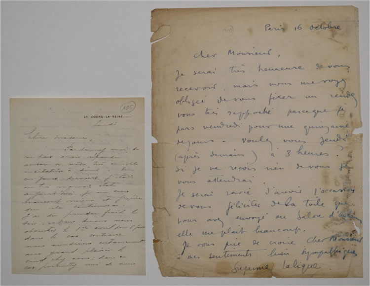 Rene Lalique To A Lady About Dinner and His Daughter Letter