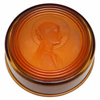 Rene Lalique Box Saint Odile in Amber Glass