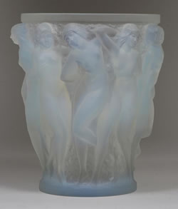 Bacchantes Lalique France Crystal Vase In Opalescent Glass