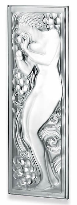 Figurine Et Raisins De Profil Lalique France Modern Crystal Panel