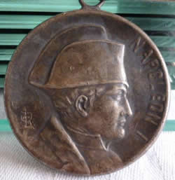 Louis Armand Rault Uniformed Soldier Medallion Pendant With Napoleon 1 On The Reverse - Napoleon Side Shown - Soldier Side Is Not Marked