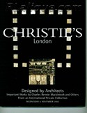 Decorative Arts - Art Nouveau - Art Deco Auction Catalogue - Book - Magazine For Sale: Christie's London Designed by Architects Important Works by Charles Rennie Mackintosh and Others From an International Private Collection Wednesday November 2002: A Post War Auction Catalog - Book - Magazine