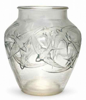 Rene Lalique Vase Hirondelles Signed R.Lalique