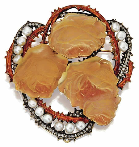 Rene Lalique Jewelry Brooch Roses