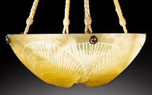 Rene Lalique Coquilles Amber Light Fixture