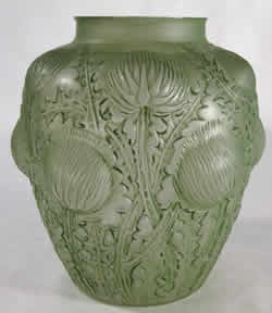 Rene Lalique Domremy Vase Missing Part of Rim from Dounial Renaissance Antiques Iowa