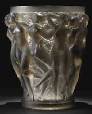 Rene Lalique Bacchantes Vase In Gray Glass