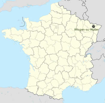 Wingen-sur-Moder Located on Map of France