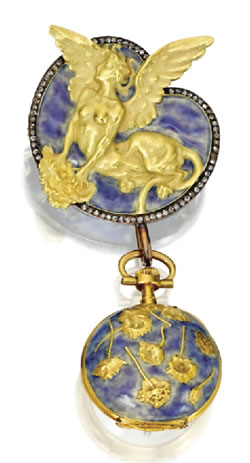 Rene Lalique Pendant-Brooch with Watch