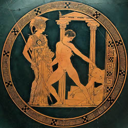 Theseus: Greek Mythological Hero Said To Be The Inventor Of Wrestling Is Shown In The Center Of The Photo