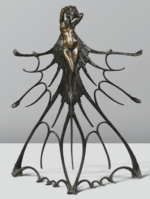 Rene Lalique Femme Ailee Balustrade Cire Perdue Bronze From the 1900 Paris Exhibition