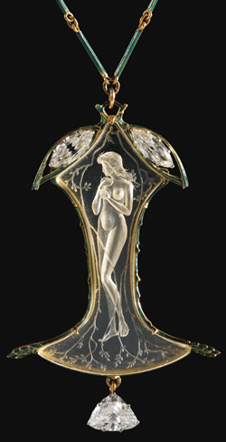 Rene Lalique Nude Nymphe Amongst Branches Pendant And Comporting Chain